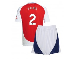 Arsenal William Saliba #2 Thuis tenue Kids 2024-25 Korte Mouw (+ Korte broeken)