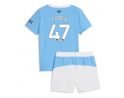 Manchester City Phil Foden #47 Thuis tenue Kids 2025-26 Korte Mouw (+ Korte broeken)