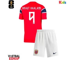 Noorwegen Erling Haaland #9 Thuis tenue Kids WK 2026 Korte Mouw (+ Korte broeken)