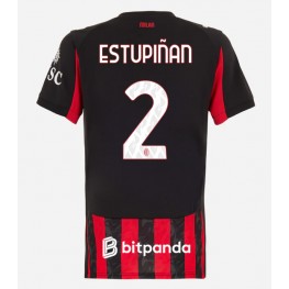 AC Milan Pervis Estupinan #2 Thuis tenue Dames 2025-26 Korte Mouw