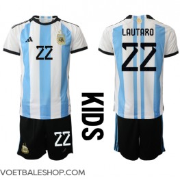 Argentinië Lautaro Martinez #22 Thuis tenue Kids WK 2022 Korte Mouw (+ Korte broeken)