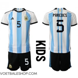 Argentinië Leandro Paredes #5 Thuis tenue Kids WK 2022 Korte Mouw (+ Korte broeken)