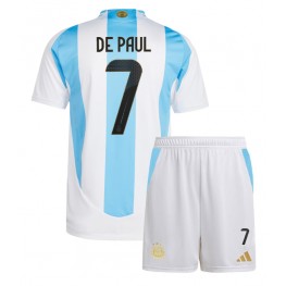 Argentinië Rodrigo De Paul #7 Thuis tenue Kids Copa America 2024 Korte Mouw (+ Korte broeken)