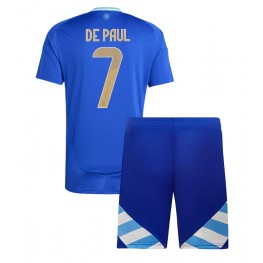 Argentinië Rodrigo De Paul #7 Uit tenue Kids Copa America 2024 Korte Mouw (+ Korte broeken)