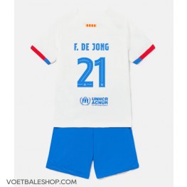 Barcelona Frenkie de Jong #21 Uit tenue Kids 2023-24 Korte Mouw (+ Korte broeken)