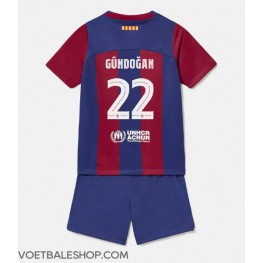 Barcelona Ilkay Gundogan #22 Thuis tenue Kids 2023-24 Korte Mouw (+ Korte broeken)