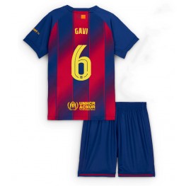 Barcelona Paez Gavi #6 Thuis tenue Kids 2025-26 Korte Mouw (+ Korte broeken)
