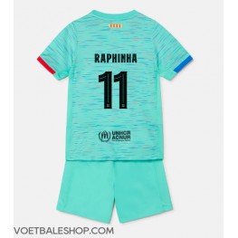 Barcelona Raphinha Belloli #11 Derde tenue Kids 2023-24 Korte Mouw (+ Korte broeken)