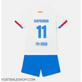 Barcelona Raphinha Belloli #11 Uit tenue Kids 2023-24 Korte Mouw (+ Korte broeken)