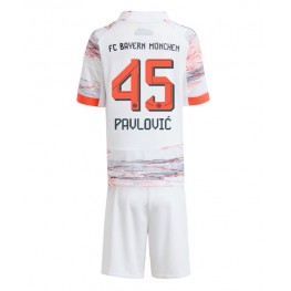 Bayern Munich Aleksandar Pavlovic #45 Uit tenue Kids 2025-26 Korte Mouw (+ Korte broeken)