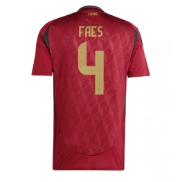 België Wout Faes #4 Thuis tenue EK 2024 Korte Mouw