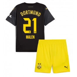 Borussia Dortmund Donyell Malen #21 Uit tenue Kids 2024-25 Korte Mouw (+ Korte broeken)