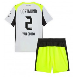 Borussia Dortmund Yan Couto #2 Uit tenue Kids 2025-26 Korte Mouw (+ Korte broeken)