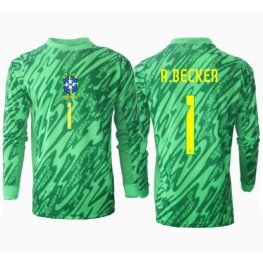 Brazilië Alisson Becker #1 Keeper Thuis tenue Copa America 2024 Lange Mouw