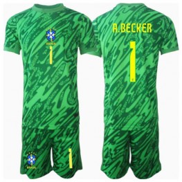 Brazilië Alisson Becker #1 Keeper Thuis tenue Kids Copa America 2024 Korte Mouw (+ Korte broeken)