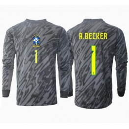Brazilië Alisson Becker #1 Keeper Uit tenue Copa America 2024 Lange Mouw