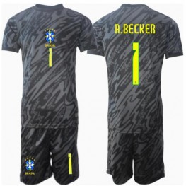 Brazilië Alisson Becker #1 Keeper Uit tenue Kids Copa America 2024 Korte Mouw (+ Korte broeken)