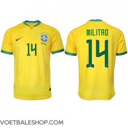 Brazilië Eder Militao #14 Thuis tenue WK 2022 Korte Mouw