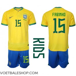 Brazilië Fabinho #15 Thuis tenue Kids WK 2022 Korte Mouw (+ Korte broeken)