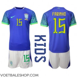 Brazilië Fabinho #15 Uit tenue Kids WK 2022 Korte Mouw (+ Korte broeken)