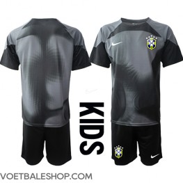 Brazilië Keeper Thuis tenue Kids WK 2022 Korte Mouw (+ Korte broeken)
