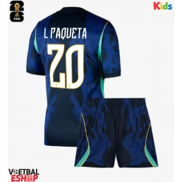Brazilië Lucas Paqueta #20 Uit tenue Kids WK 2026 Korte Mouw (+ Korte broeken)