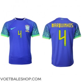 Brazilië Marquinhos #4 Uit tenue WK 2022 Korte Mouw