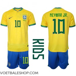 Brazilië Neymar Jr #10 Thuis tenue Kids WK 2022 Korte Mouw (+ Korte broeken)