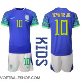 Brazilië Neymar Jr #10 Uit tenue Kids WK 2022 Korte Mouw (+ Korte broeken)