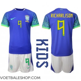 Brazilië Richarlison #9 Uit tenue Kids WK 2022 Korte Mouw (+ Korte broeken)