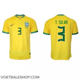 Brazilië Thiago Silva #3 Thuis tenue WK 2022 Korte Mouw