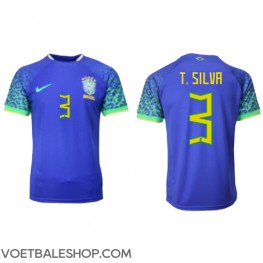 Brazilië Thiago Silva #3 Uit tenue WK 2022 Korte Mouw
