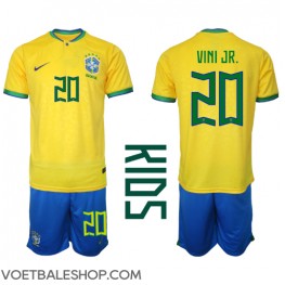 Brazilië Vinicius Junior #20 Thuis tenue Kids WK 2022 Korte Mouw (+ Korte broeken)