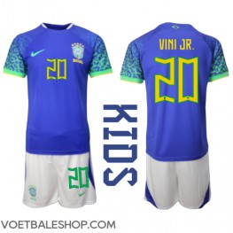 Brazilië Vinicius Junior #20 Uit tenue Kids WK 2022 Korte Mouw (+ Korte broeken)