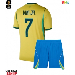 Brazilië Vinicius Junior #7 Thuis tenue Kids WK 2026 Korte Mouw (+ Korte broeken)