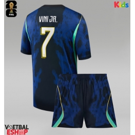 Brazilië Vinicius Junior #7 Uit tenue Kids WK 2026 Korte Mouw (+ Korte broeken)