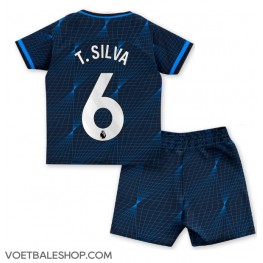 Chelsea Thiago Silva #6 Uit tenue Kids 2023-24 Korte Mouw (+ Korte broeken)