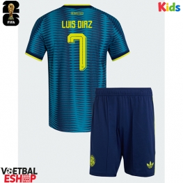 Colombia Luis Diaz #7 Uit tenue Kids WK 2026 Korte Mouw (+ Korte broeken)