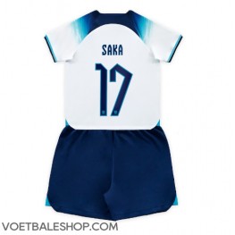 Engeland Bukayo Saka #17 Thuis tenue Kids WK 2022 Korte Mouw (+ Korte broeken)