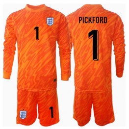 Engeland Jordan Pickford #1 Keeper Thuis tenue Kids EK 2024 Lange Mouw (+ Korte broeken)