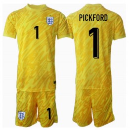 Engeland Jordan Pickford #1 Keeper Uit tenue Kids EK 2024 Korte Mouw (+ Korte broeken)