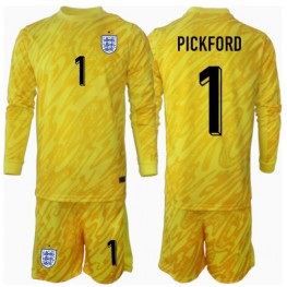 Engeland Jordan Pickford #1 Keeper Uit tenue Kids EK 2024 Lange Mouw (+ Korte broeken)