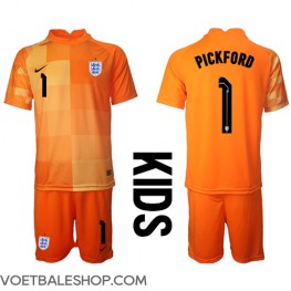 Engeland Jordan Pickford #1 Keeper Uit tenue Kids WK 2022 Korte Mouw (+ Korte broeken)