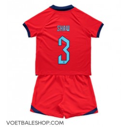 Engeland Luke Shaw #3 Uit tenue Kids WK 2022 Korte Mouw (+ Korte broeken)