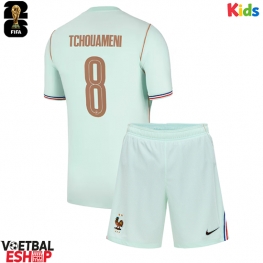 Frankrijk Aurelien Tchouameni #8 Uit tenue Kids WK 2026 Korte Mouw (+ Korte broeken)