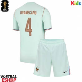 Frankrijk Dayot Upamecano #4 Uit tenue Kids WK 2026 Korte Mouw (+ Korte broeken)