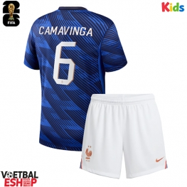 Frankrijk Eduardo Camavinga #6 Thuis tenue Kids WK 2026 Korte Mouw (+ Korte broeken)