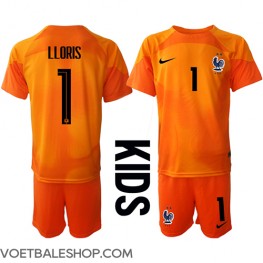 Frankrijk Hugo Lloris #1 Keeper Thuis tenue Kids WK 2022 Korte Mouw (+ Korte broeken)