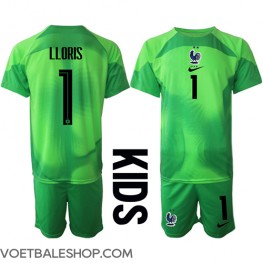 Frankrijk Hugo Lloris #1 Keeper Uit tenue Kids WK 2022 Korte Mouw (+ Korte broeken)