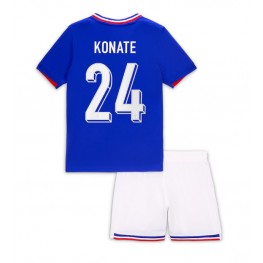 Frankrijk Ibrahima Konate #24 Thuis tenue Kids EK 2024 Korte Mouw (+ Korte broeken)